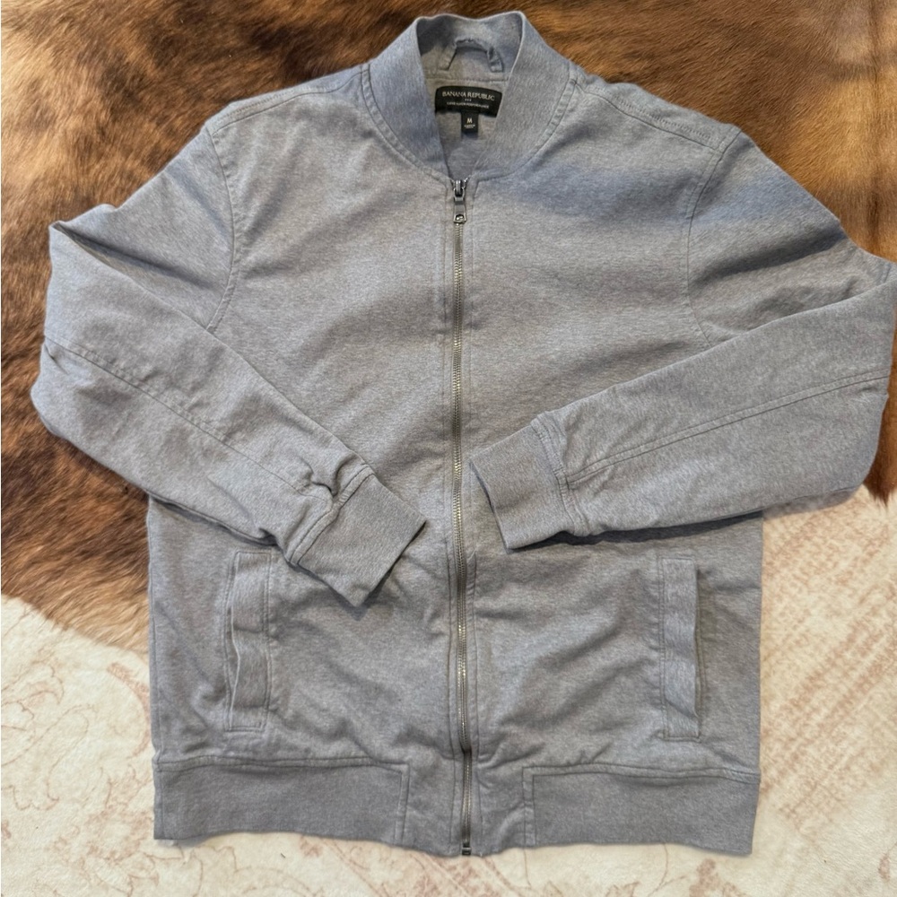 Banana Republic Men's Gray Sweatshirt Bomber